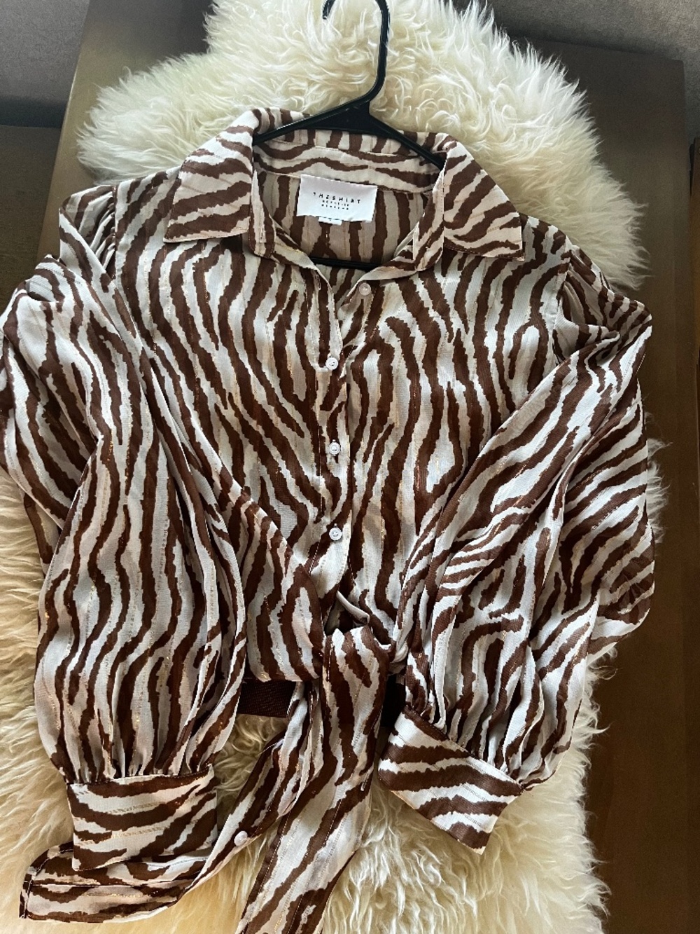 Rochelle Behrens ZEBRA PRINT Shirt Blouse Bodysuit S Small